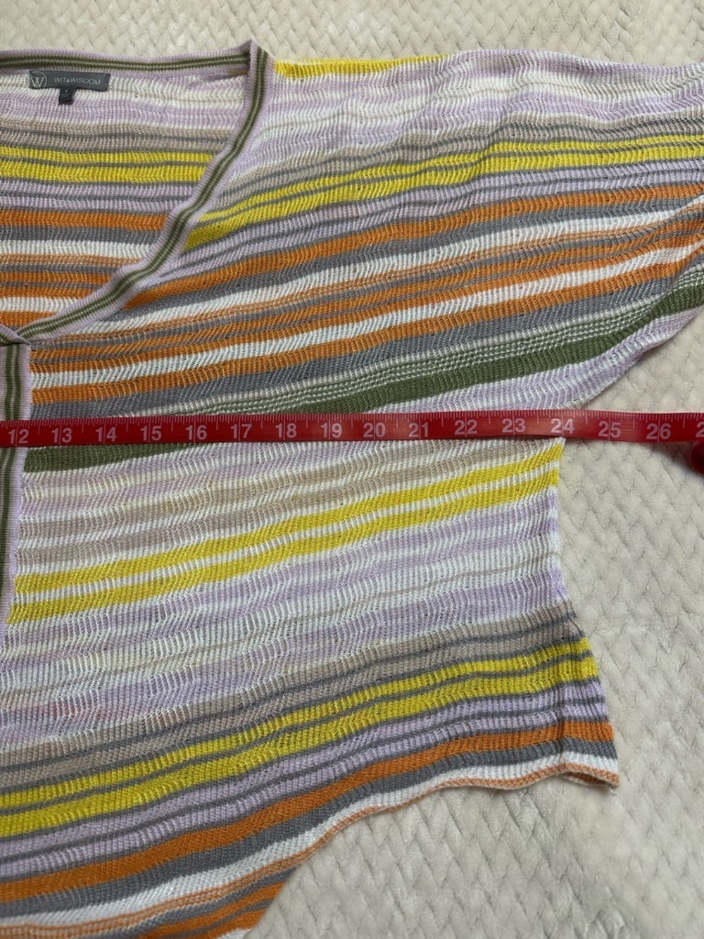 Wit & Wisdom Striped Lightweight Knit Tie Front Top Size Small Rayon V Neck - Picture 14 of 15